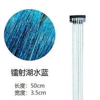 Zhuge 8 Pcs Clip in Hair Tinsel , 20 Inch Heat Resistant Glitter Fairy Hair Tinsel Clip in Extensions, Sparkle Strands Festival Gift Party Hair Accessories for Women Girls，Lake Blue