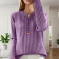 thumbnail image 2 of Sweater for Women, V Neck Sweaters for Women, Solid Color Pullover, Winter Loose Long Sleeve Knitwear, 2 of 4