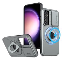 ELEHOLD for Samsung Galaxy A54 5G Magnetic Case,Rugged Hard PC Protective Case with Rotation Ring Holder Kickstand Sliding Camera Protector Compatible with Mag Safe for  Samsung Galaxy A54 5G, Gray
