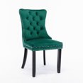 thumbnail image 6 of Modern Dining Chairs Set of 2, High-end Tufted Contemporary Velvet Upholstered Dining Chair with Black Wood Legs and Nailhead Trim for Dining Room Kitchen Vanity Patio, Green, 6 of 7