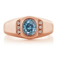 thumbnail image 2 of Gem Stone King 18K Rose Gold Plated Silver Men's Ring Persian Blue Moissanite Created Sapphire (1.44 Cttw), 2 of 6
