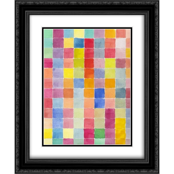 Rainbow Color Block 1 2x Matted 20x24 Black Ornate Framed Art Print by