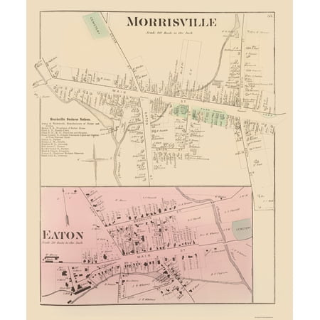 Historic City Map - Morrisville New York - Whitman 1875 - Vintage Wall Art
