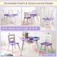 thumbnail image 4 of Infans Kids Wooden Round Table & 2 Chair Set w/ Center Mesh Storage Purple, 4 of 7