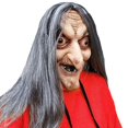 thumbnail image 1 of Máscara de bruja de resina verde aterradora con pelo gris para Halloween y cosplay, 1 of 2