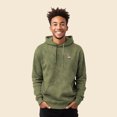 thumbnail image 4 of Dalix Flamingo Embroidered Fleece Hoodie Mineral Wash Long Sleeve Sweatshirt Mens in Olive S Small, 4 of 5
