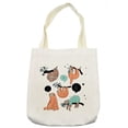 thumbnail image 1 of Animal Tote Bag, Cartoon Style Illustration Tribe of Sloths Smiles Sleeping Lazy does Yoga Words, Cloth Linen Reusable Bag for Shopping Books Beach and More, 16.5" X 14", Cream, by Ambesonne, 1 of 2