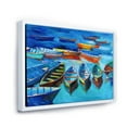 thumbnail image 3 of Designart 'Little Boats Wating In The Blue Harbour' Nautical & Coastal Framed Canvas Wall Art Print, 3 of 5