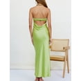 thumbnail image 2 of Vestido largo Realtix de seda satinada sin espalda para mujer, 2 of 6