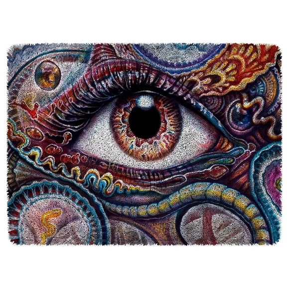 Latch Hook Kits for Adults, DIY Carpet Crochet Yarn Kit with Canvas, Needlework Crafts Latch Kit Cushion for Beginners Kids