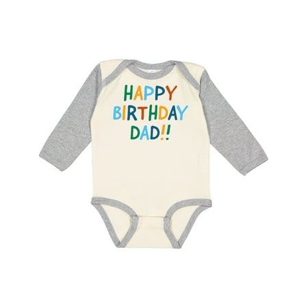 

Inktastic Happy Birthday Dad!! Gift Baby Boy or Baby Girl Long Sleeve Bodysuit