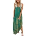 thumbnail image 2 of Wedding Guest Dresses for Women Wedding Dress Women's Casual Spaghetti Strap Printed Maxi Dress With Irregular Hemline And Side Slit Womens Dresses Green, 2 of 5