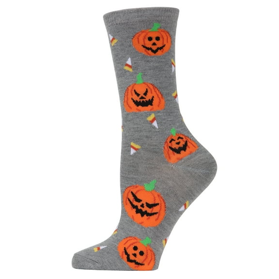 MeMoi Jack O'Lantern Candy Crew Socks - Womens - Female, 9-11, Black