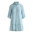 thumbnail image 2 of Time and Tru Women's and Women’s Plus Tiered Mini Shirtdress with Long Sleeves, Sizes XS-3XL, 2 of 5