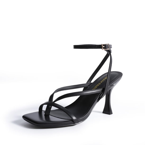 Sandalia DREAM PAIRS Sylvestra Tacones Bajos de 8.5 cm Negro