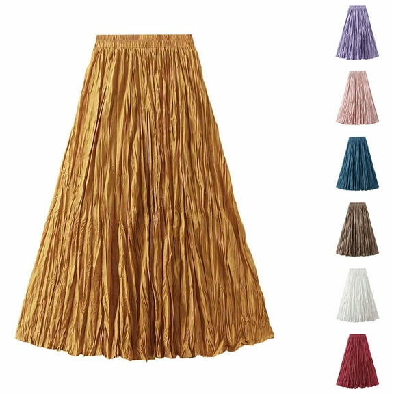 Bovxnpu Summer Skirts for Women,Women's Tulle Skirt,Women's Fashion Classic High Waist Flowing Skirt Slimming Elastic Waist Skirt