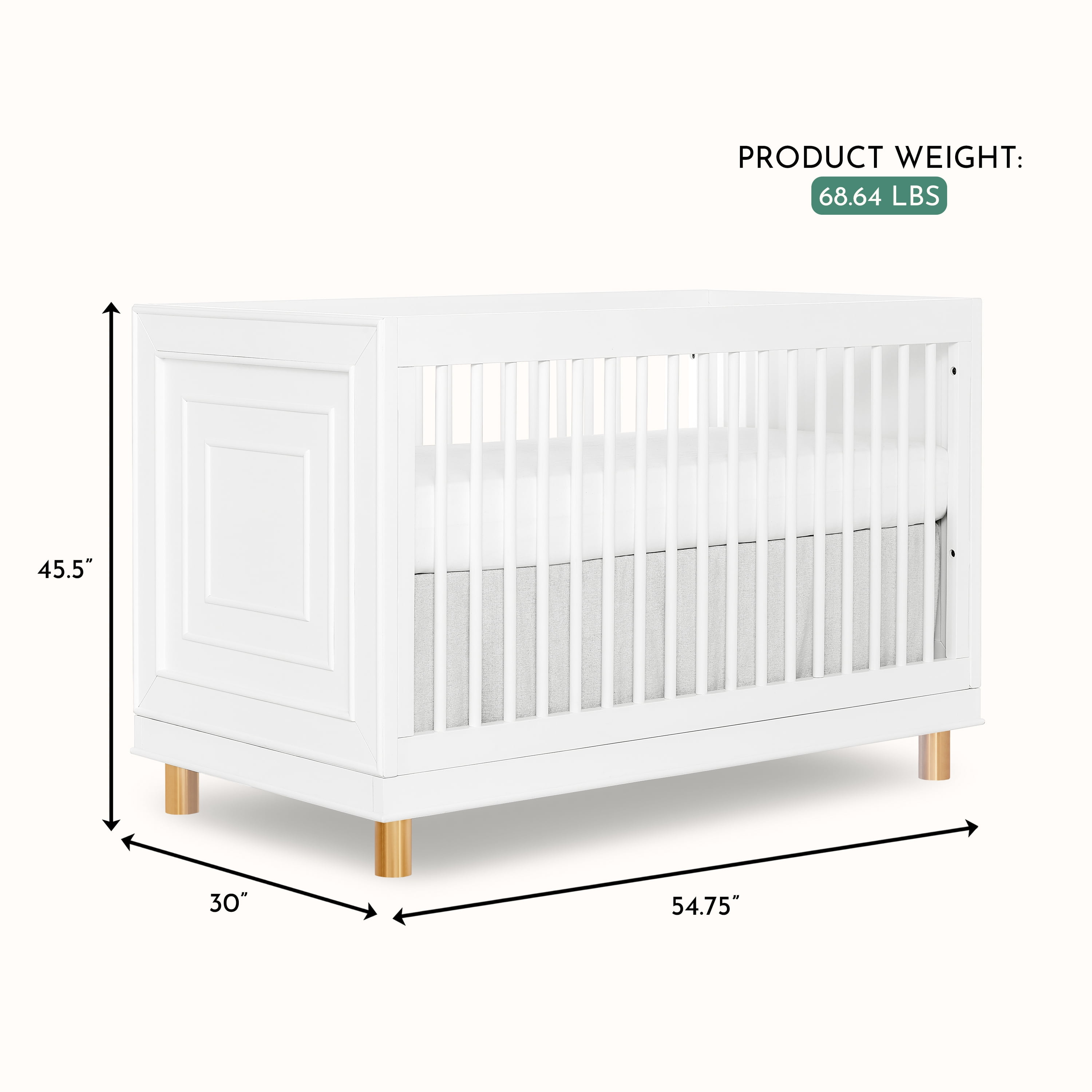 evolur Art Deco Crib in White/Gold