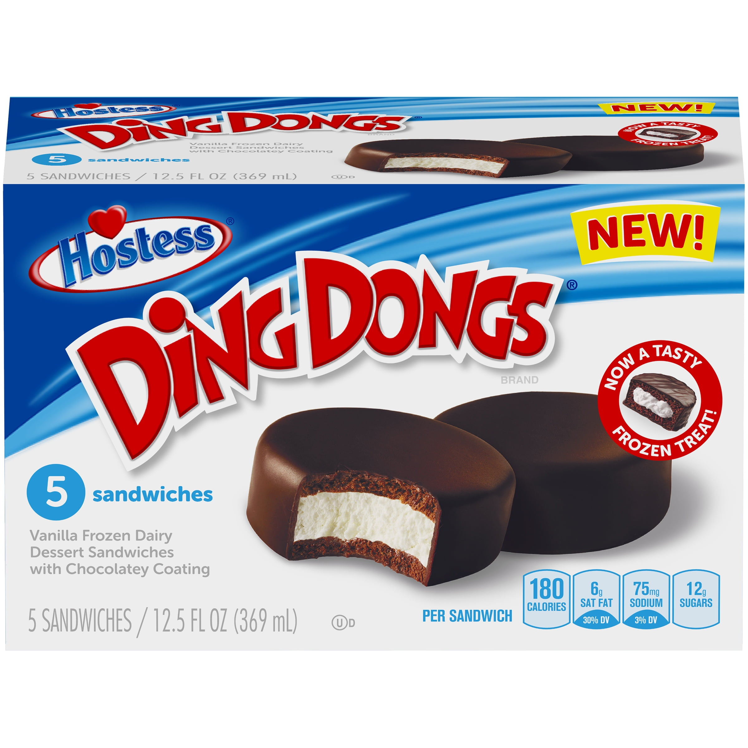 Hostess Ding Dongs Frozen Dairy Dessert Sandwiches 5 Ct Box Walmart Com Walmart Com