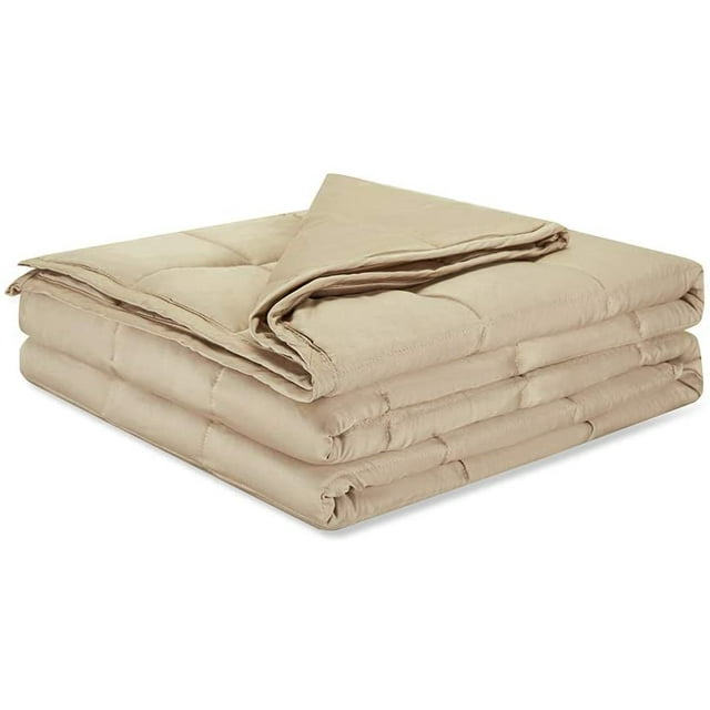 Weighted Blanket for Kids and Adults with Anxiety Sensory Cotton Better Sleep - 60"*80" 15lbs Beige