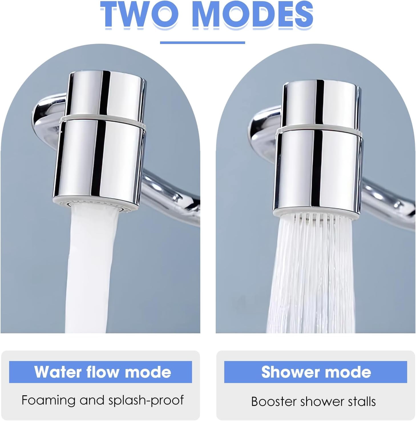 1080° Rotating Faucet Extender for Bathroom Sink, 2 Modes Adjustable U Shaped Rotatable Faucet Aerator Extension with Adjustable Swivel Arm, Fits 22mm /24mm Taps