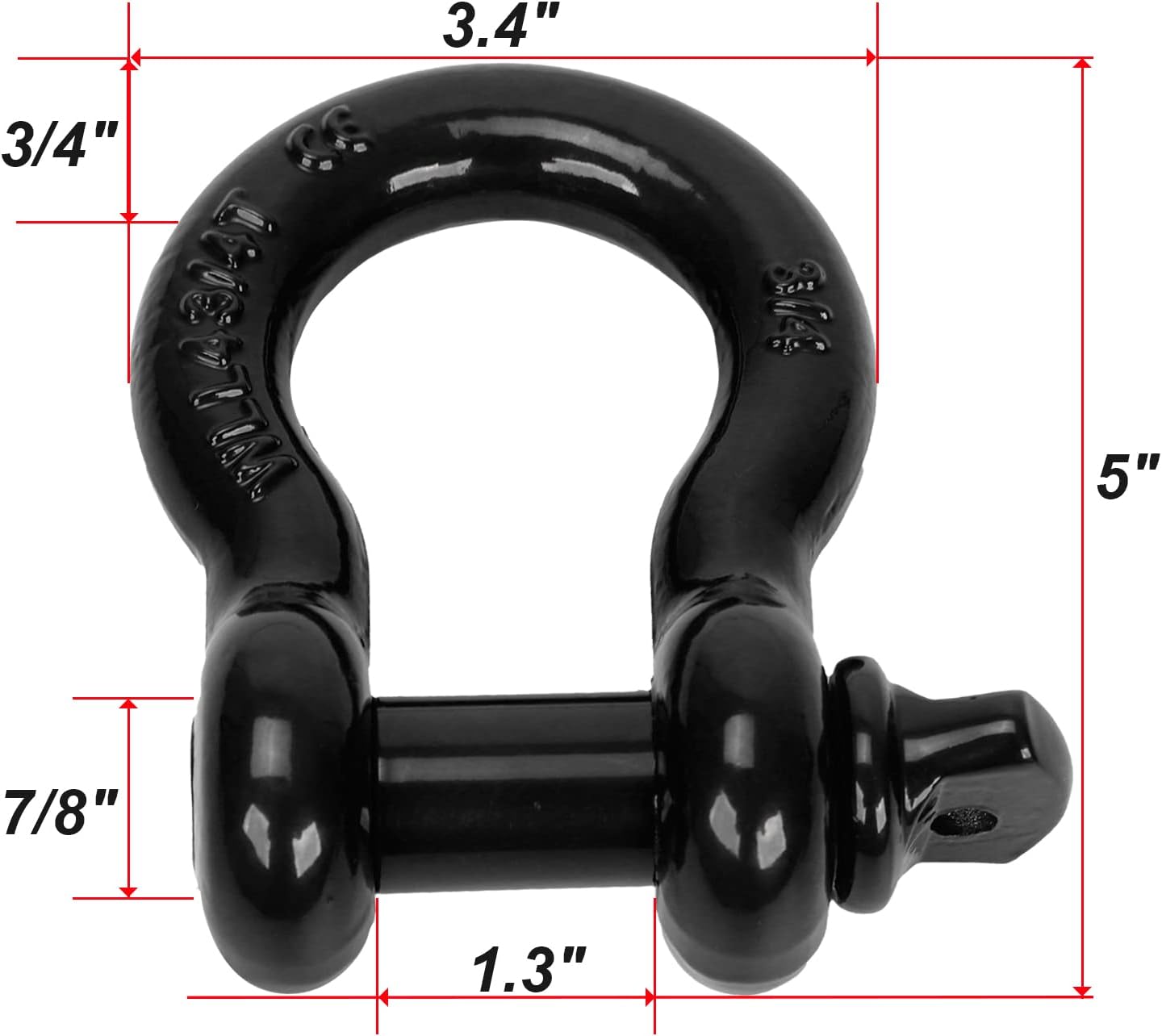 2PCS 3/4" D Ring Shackle With 7/8 Screw Pin Red Heavy Duty For Truck SUV ATV UTV