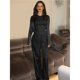 thumbnail image 4 of Conjunto de Dos Piezas para Mujer, Estilo Casual, Ideal para Estar en Casa. Incluye Top de Larga Ligeramente Corto y Pantalón de Pierna . Negro - L, 4 of 8