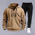 thumbnail image 4 of Ettsollp 2Pcs/Set Men Sweatshirt Pants Set Hooded Drawstring Long Sleeve Sport Tops Elastic Waist Long Pants Set Solid Color Baggy Tracksuit, 4 of 8