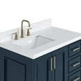 thumbnail image 6 of Ariel Stafford 36 Inch Single Left Offset Rectangle Sink Bathroom Vanity With Carrara White Quartz Countertop 1.5 Edge In Midnight Blue, 6 of 9