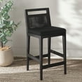 thumbnail image 4 of Safavieh Darin Coastal Mid Back Wood and Rattan Stools, Brown/Black, 4 of 5