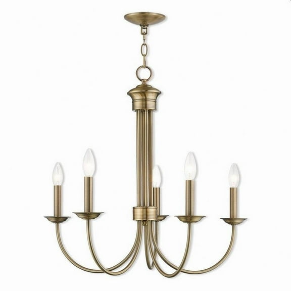 Farmhouse Five Light Chandelier-Antique Brass Finish Bailey Street Home 218-Bel-2513259