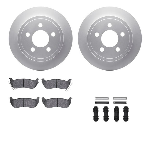 Dynamic Friction Company Rear Geospec Brake Rotors with Ultimate Duty Performance Brake Pads includes Hardware 4412-42027