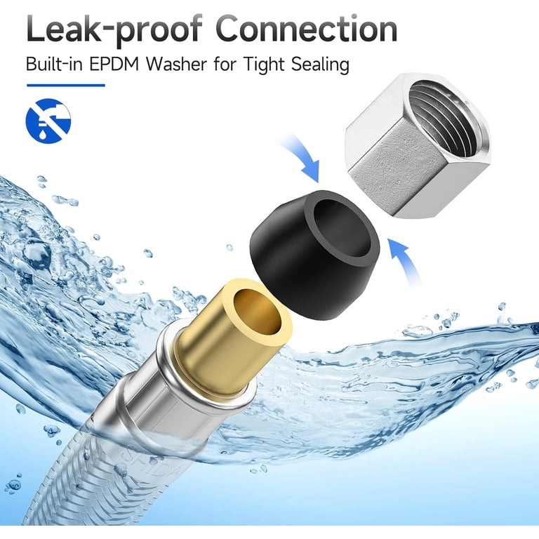 JUWO 12" Braided Faucet Supply Line, 2-Pack photo 4