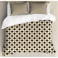 thumbnail image 1 of Boho Duvet Cover Set Queen Size, Repetitive Vintage Composition of Round and Intricate Squares, Decorative 3 Piece Bedding Set with 2 Pillow Shams, Beige and Charcoal Grey, by Ambesonne, 1 of 3