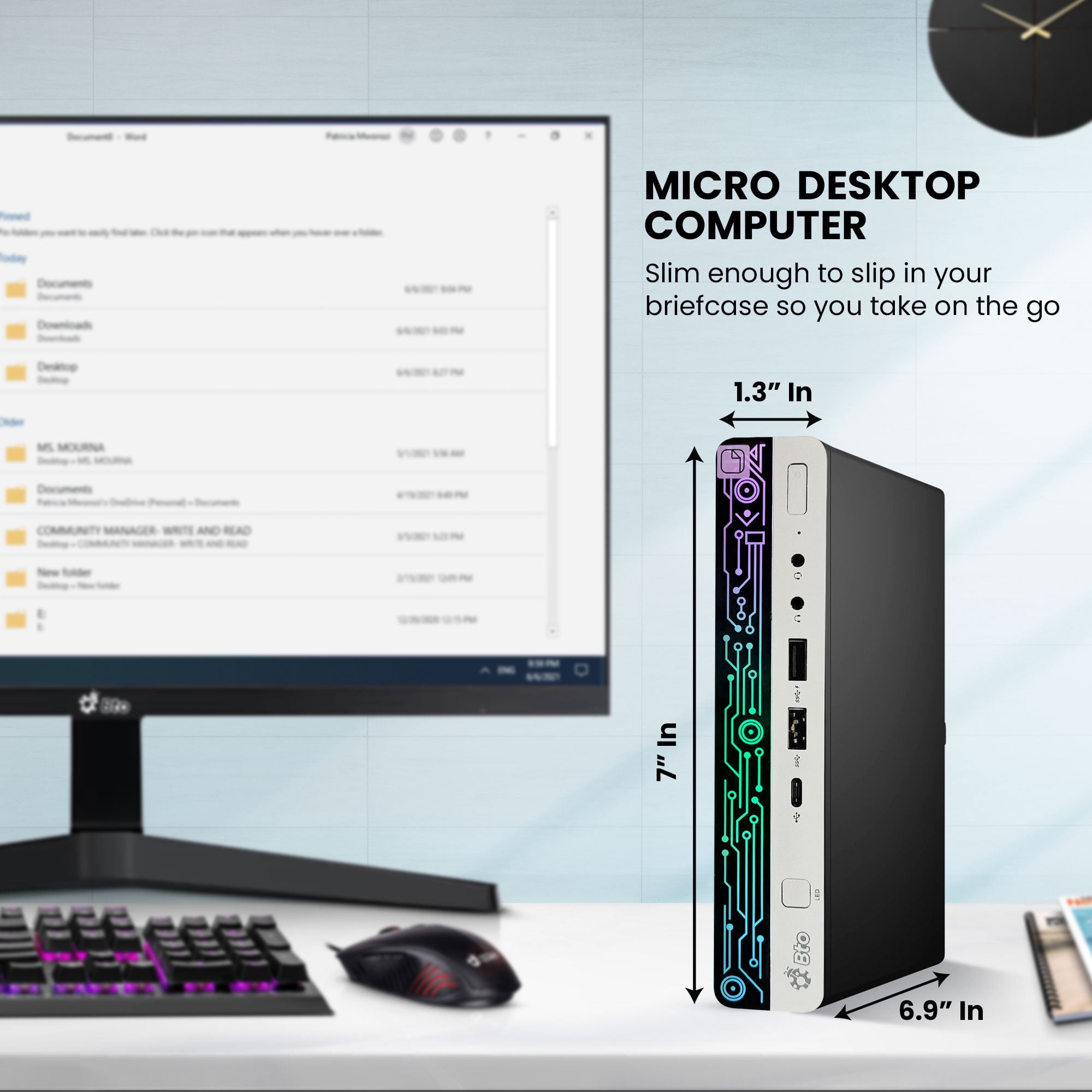 Restored HP G4 Desktop Computer Mini PC Intel Hexa Core i5-8500 16GB RAM 2 TB NVMe SSD, RGB Keyboard & Mouse, BTO Wi-Fi Windows 11 Pro (Refurbished)