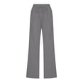 thumbnail image 4 of Flmaly vacation outfits for women High Waistband Women's Cotton Linen Pants Solid Color Drawstring Casual Wide Leg Long Pants Casual Trousers Pocket Vacation Outfits, 4 of 5