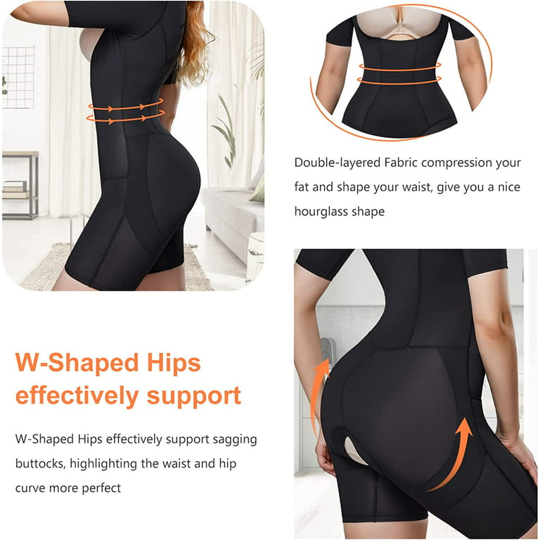 Loday Body Shaper for Women Waist Trainer Fajas Tummy Control Bodysuit  Shapewear Butt Lifter Shorts(Black, XL) 