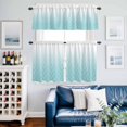 thumbnail image 2 of Abstract Art Kitchen Curtains Valances and Tiers Set of 3 Classic Blue Line Gradient Texture Tier Curtains and Valance with Rod Pocket for Small Windows, 27.5"x36", 2 of 9