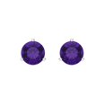 thumbnail image 3 of 2 Ct Round Cut Studs Purple Natural Amethyst 14K White Solid Solid Gold Everyday Dainty Earrings Screw Back, 3 of 7