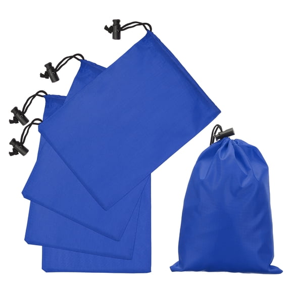 Uxcell 5Pcs 210D Polyester Drawstring Bag with Toggle, 6 x 8 Inch Waterproof Travel Storage Bag Foldable Stuff Sack Cinch Sack for Gym Travel Hiking Yoga Clothes Organizer, Dark Blue