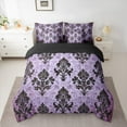 thumbnail image 2 of Manfei Purple Damask Flower Twin Bedding Sets 7-Piece, Tribal Hippie Mandala Bedding Comforter Set, Teen Adult Female Man Reversible Sheet Sets, Lightweight Room Decor, 2 of 7
