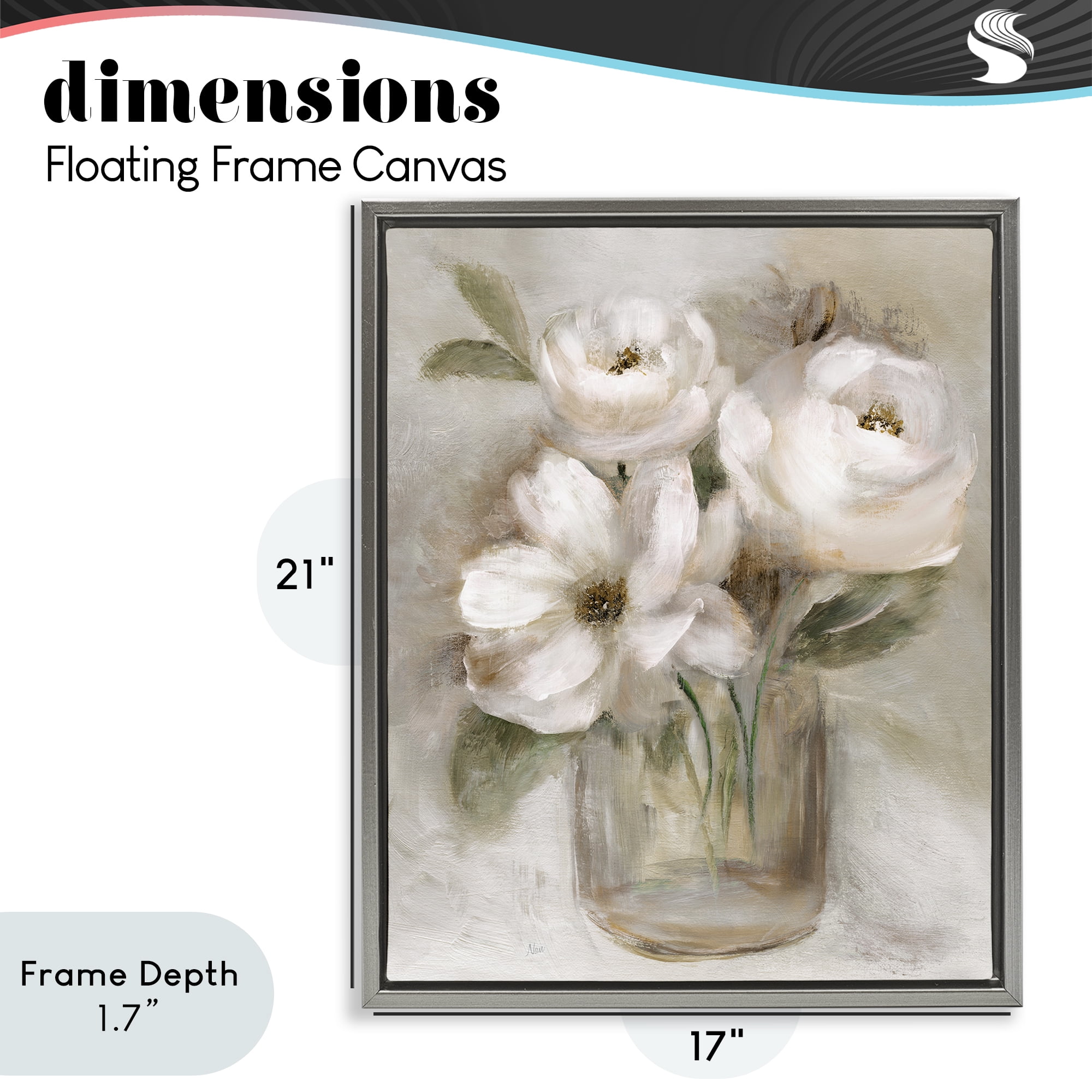 Stupell Industries Soft Brushstroke Roses Gray Framed Floater Canvas Wall Art, design by Nan