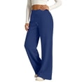 thumbnail image 5 of HKYNLAG Wide Leg Sweatpants Women Baggy High Waisted Drawstring Comfy Workout Sweat Pants Loose Casual Fall Winter Lounge Trousers with Pocket Dark Blue M, 5 of 6