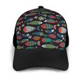 thumbnail image 3 of Yiaed Hand Drawn Colorful Fishes Print Baseball Cap Dad Hat Polo Style Plain Blank Adjustable Size, 3 of 5