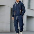thumbnail image 5 of Moxiu Athletic Mens Cargo Sweatsuit Sets - 2 Piece Tactical Sweatshirt Jogger Tracksuits Leisure Outfit Navy,L, 5 of 9