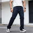thumbnail image 5 of Men's Non-Stretch Straight Leg Jeans - Dark Indigo Raw Denim Pants, Heavyweight Structured Trousers for Classic Casual & Workwear, 5 of 5