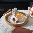 thumbnail image 2 of Round Rattan Tray -Natural Rustic & Sturdy Wicker Tray with Handles - Hand Woven Tray for Storage & Decoration – Lightweight Tray for Serving Coffee, Fruits & Drinks, 2 of 10