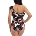 thumbnail image 5 of Pofeuu Butterfly Print Women's One Piece Swimsuits One Shoulder Swimwear Asymmetric Ruffle Monokinis Bathing Suits-Small, 5 of 6