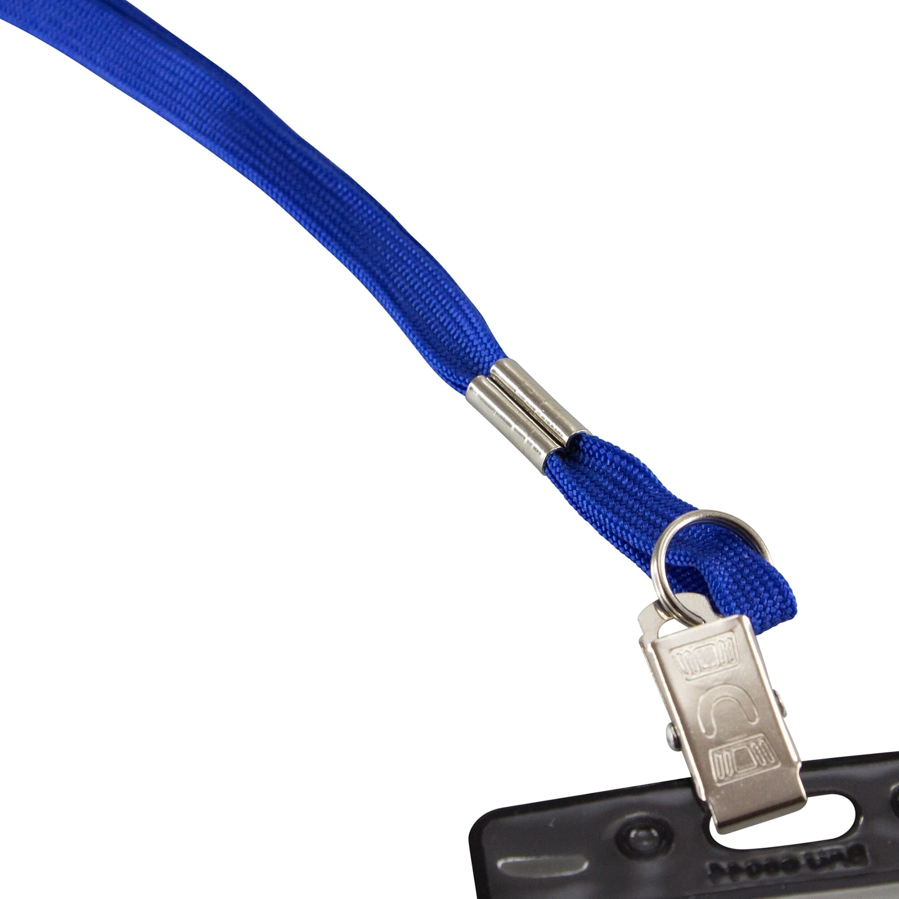 SICURIX Flat Lanyard with Bulldog Clip, Blue, Pack of 100