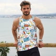 thumbnail image 6 of Gukieu Stamp Print Men's Quick Dry Fitness Vest, Round Neck Sleeveless Fitness Bodybuilding Top-XX-Large, 6 of 7