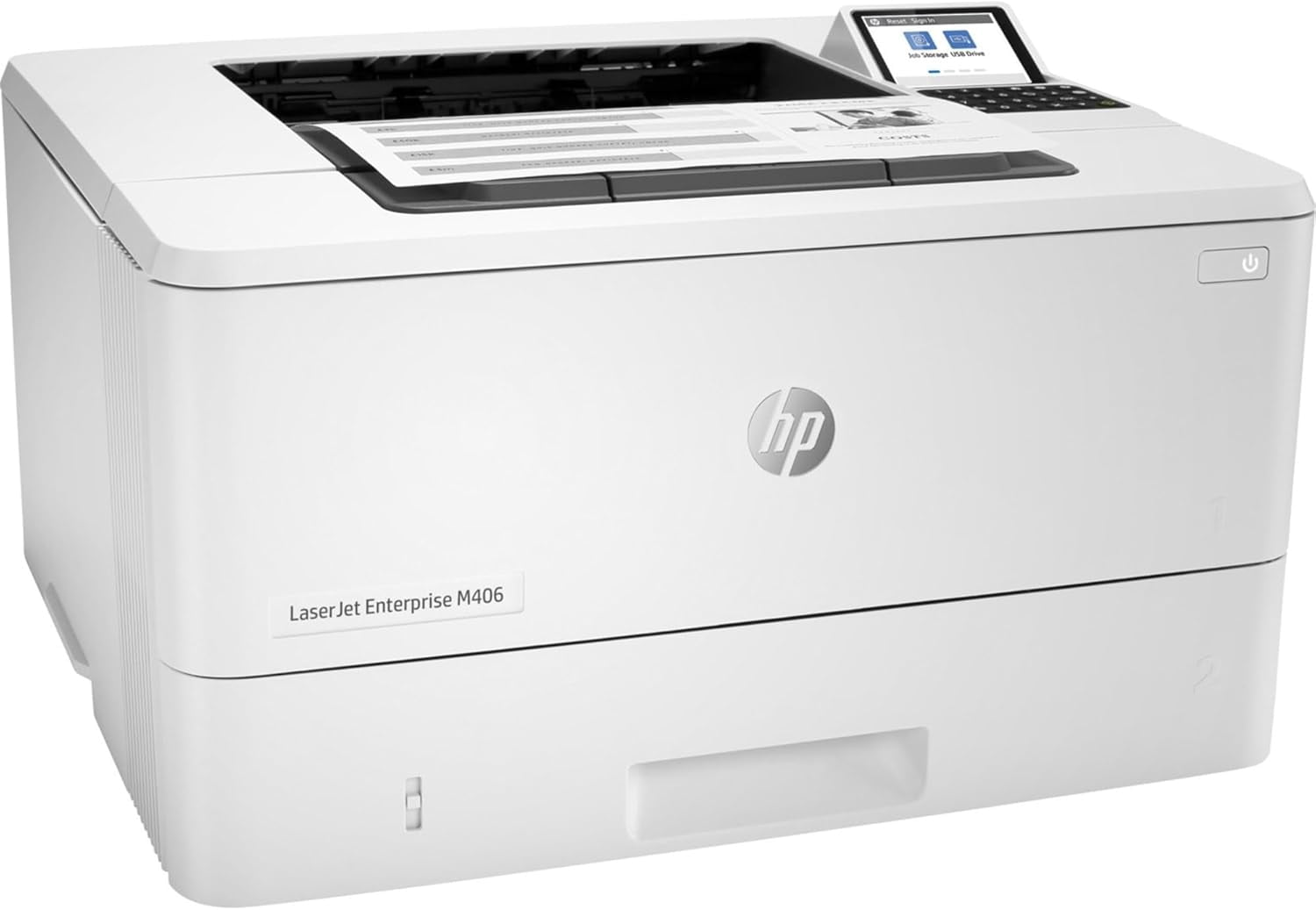 HP LaserJet Enterprise M406dn Monochrome Printer with built-in Ethernet & 2-sided printing (3PZ15A), white